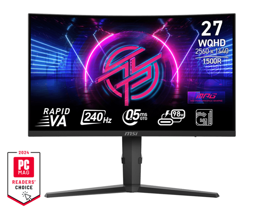 MSI MPG 275CQRXF 27" QHD 2560x1440 VA 240Hz HDR FreeSync Premium, Height, HDMI,DP,USB-C Curved Gaming Monitor (MPG275CQRXF)