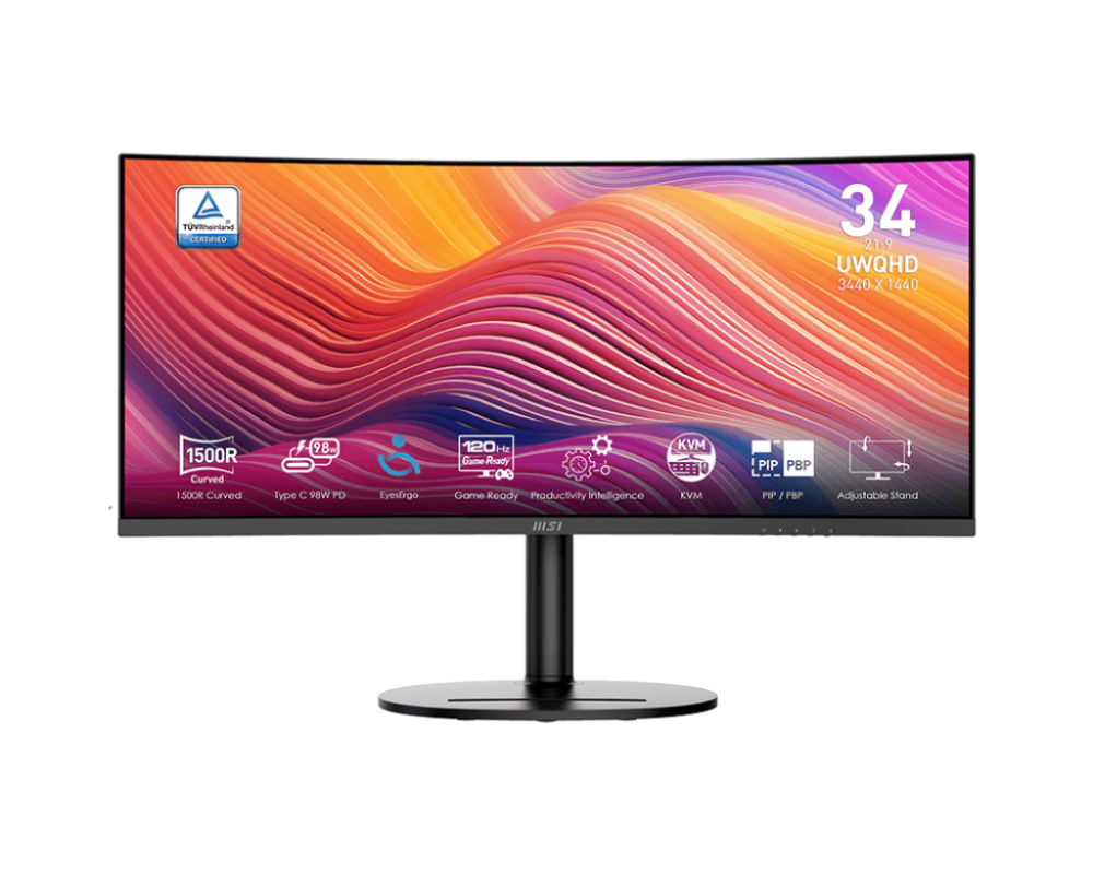 MSI Modern MD342CQP 34" UWQHD 3440x1440 VA 120Hz HDR Ready, KVM, Height, HDMI,DP,USB-C Ultrawide Monitor (MODERNMD342CQP)