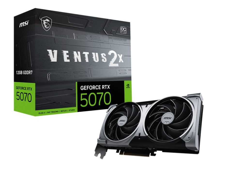 MSI GeForce RTX 5070 12G VENTUS 2X OC GDDR7 PCIe 5.0 1xHDMI/3xDP Video Card (G5070-12V2C)