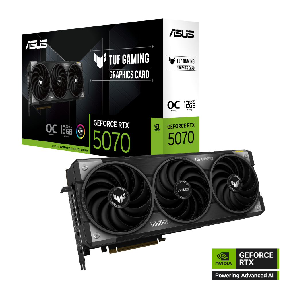 ASUS TUF Gaming GeForce RTX 5070 OC Edition 12GB GDDR7 PCIe 5.0 3.125-Slot 2xHDMI/3xDP Video Card (TUF-RTX5070-O12G-GAMING)