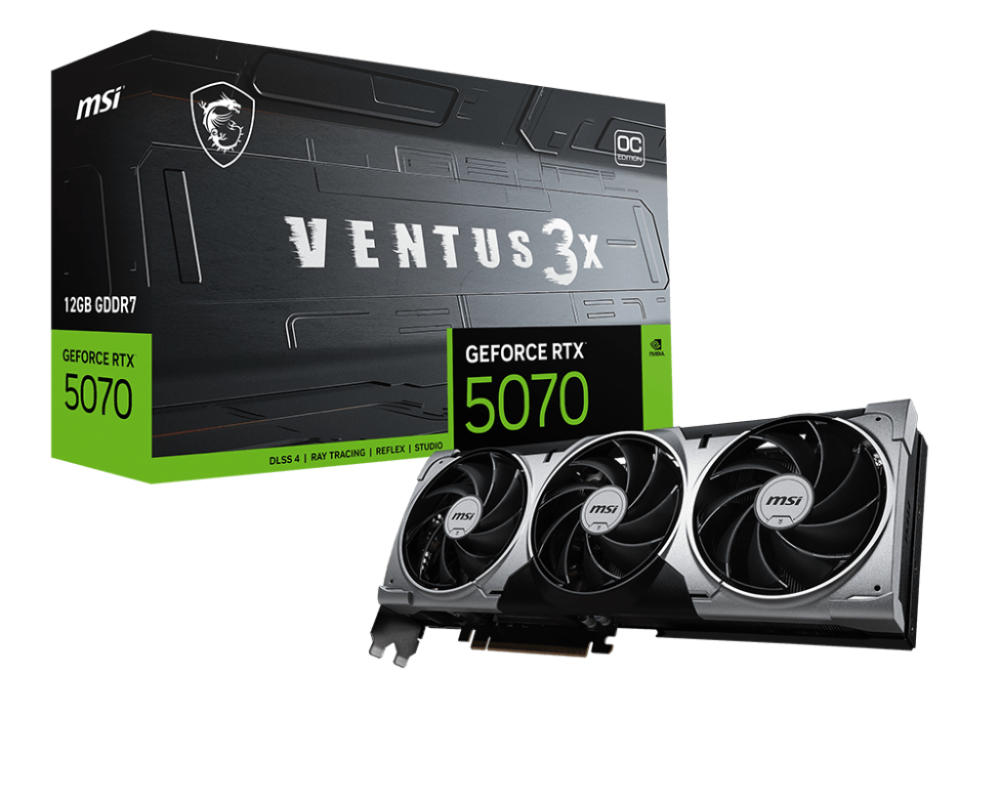 MSI GeForce RTX 5070 12G VENTUS 3X OC GDDR7 PCIe 5.0 1xHDMI/3xDP Video Card (G5070-12V3C)
