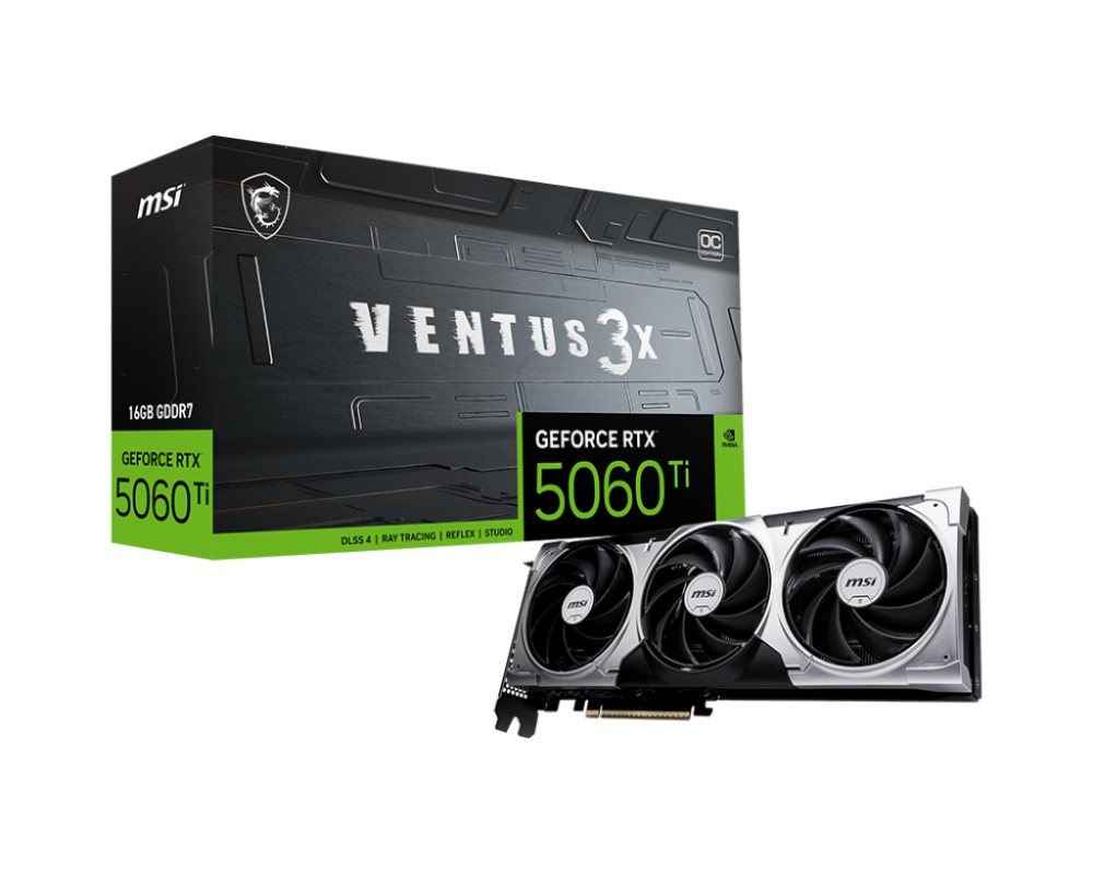 MSI GeForce RTX 5060 Ti 16G VENTUS 3X OC GDDR7 PCIe 5.0 1xHDMI/3xDP Video Card (G506T-16V3C)