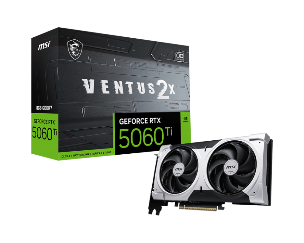 MSI GeForce RTX 5060 Ti 8G VENTUS 2X OC PLUS GDDR7 PCIe 5.0 1xHDMI/3xDP Video Card (G506T-8V2CP)