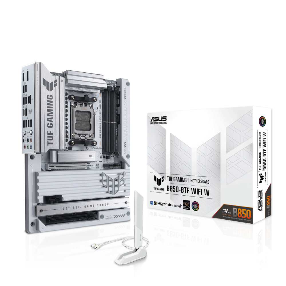 ASUS TUF Gaming B850-BTF WiFi W AM5 ATX AMD B850 4xDIMM DDR5 3xM.2 USB 20Gbps 2.5Gb LAN Wi-Fi 7+BT White Motherboard