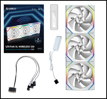 Lian Li UNI FAN SL Wireless 120 White Triple Pack w/ Controller 120mm ARGB Case Fan (12SL1W3W)