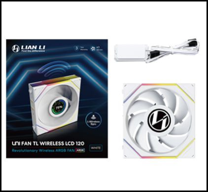 Lian Li UNI FAN TL120 LCD Wireless White 120mm ARGB Case Fan (12TLLCD1W1W)