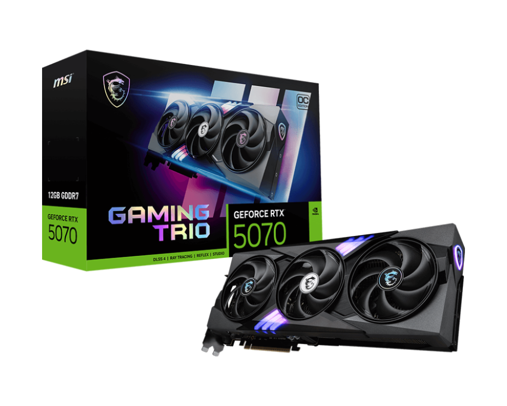 MSI GeForce RTX 5070 12G GAMING TRIO OC GDDR7 PCIe 5.0 1xHDMI/3xDP Video Card (G5070-12GTC)