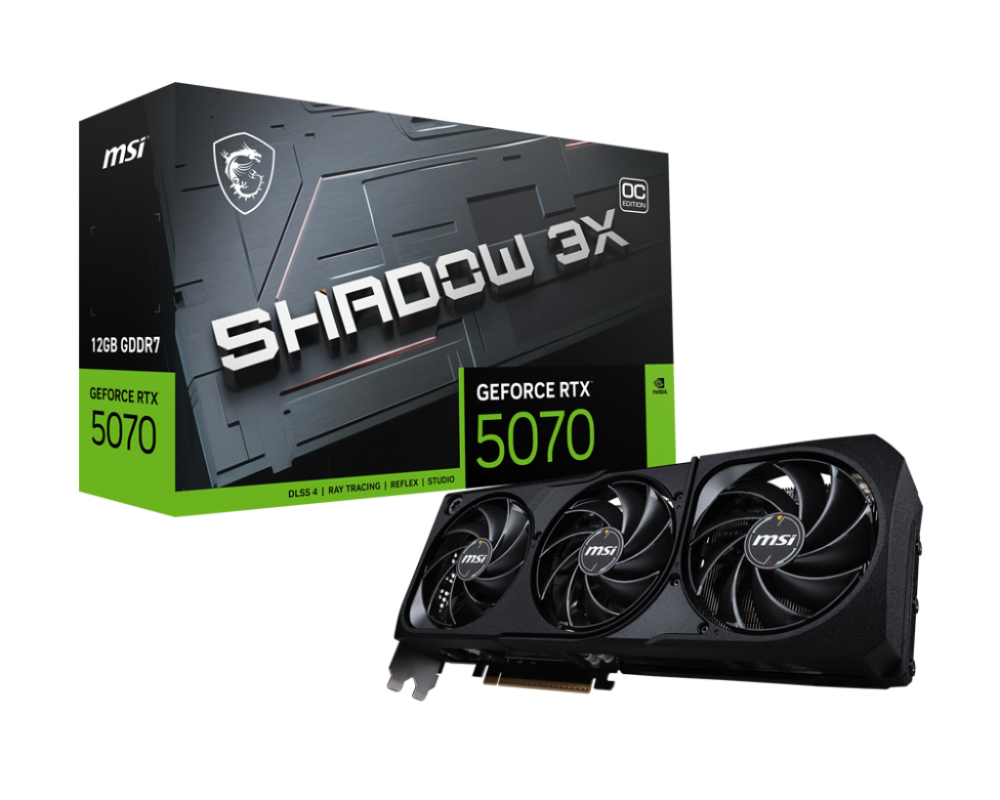 MSI GeForce RTX 5070 12G SHADOW 3X OC GDDR7 PCIe 5.0 1xHDMI/3xDP Video Card (G5070-12S3C)