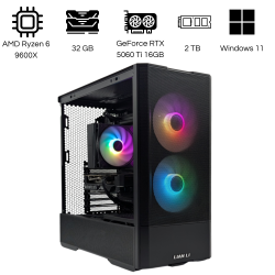 CIPC Custom PC - ATX Mid-Tower - AMD Ryzen 5 9600X - GeForce RTX 5060 Ti 16GB - 32GB RAM - 2TB SSD - Wi-Fi 6E - Windows 11 Pro - Warranty 1 Year in Store (CIPSY0097)