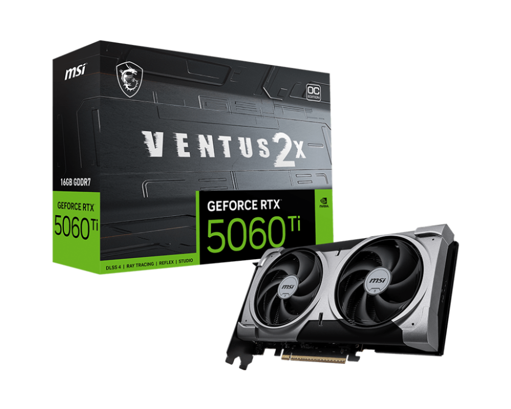 MSI GeForce RTX 5060 Ti 16G VENTUS 2X PLUS GDDR7 PCIe 5.0 1xHDMI/3xDP Video Card (G506T-16V2P)