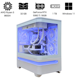 CIPC PC Personnalisé - Petite Tour Micro-ATX - AMD Ryzen 5 9600X - GeForce RTX 5060 Ti 16GB - 32GB RAM - 1TB SSD - Wi-Fi 6E - Windows 11 Pro - Garantie 1 an en magasin  (CIPSY0102)