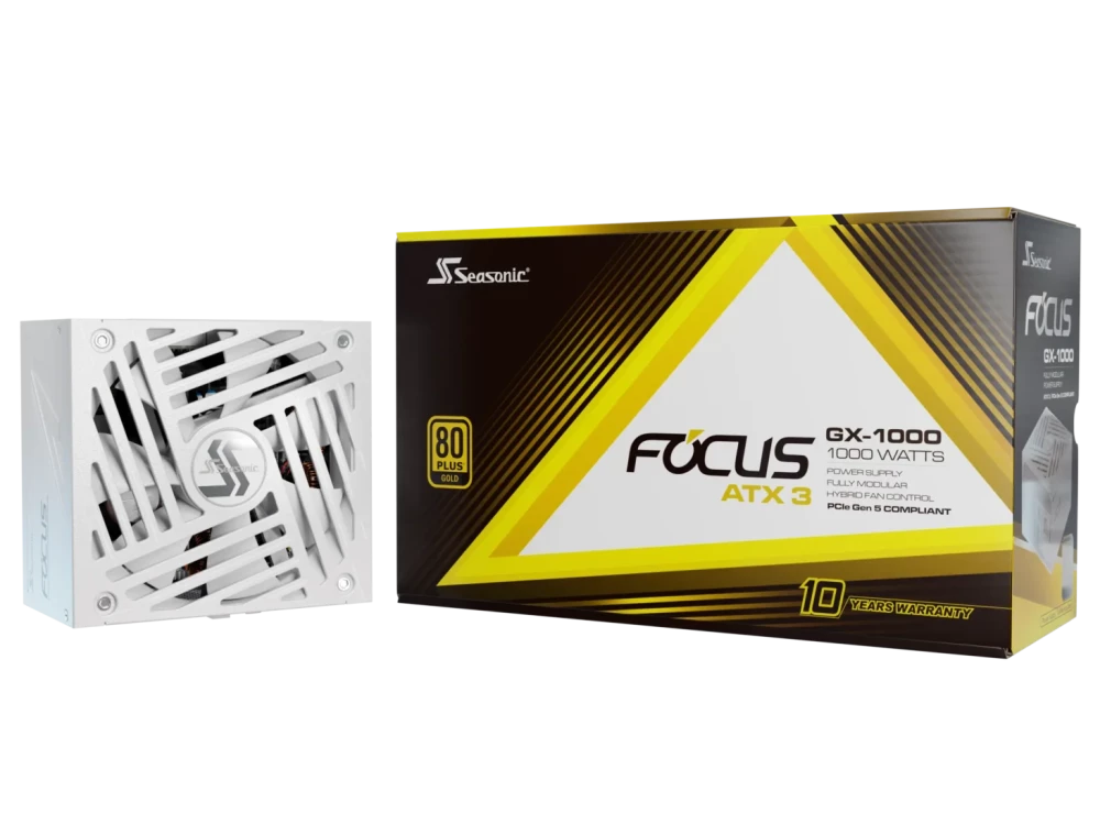 Seasonic FOCUS GX-1000 White 1000W 80 PLUS Gold ATX 3.1 PCIe 5.1 Fully Modular Power Supply (SRP-FGX102-A5A32SF WHITE)