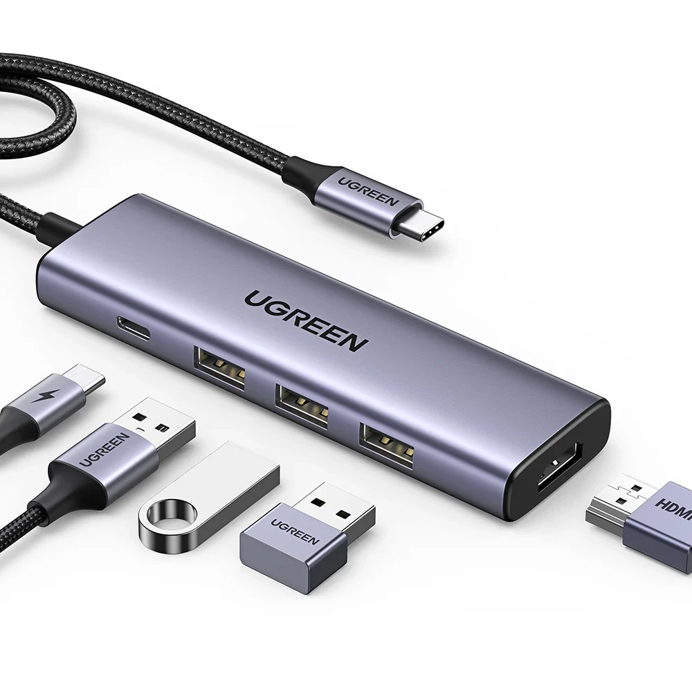 UGREEN 5-in-1 USB-C Hub, HDMI, 3xUSB-A, USB-C, 100W PD (15596)