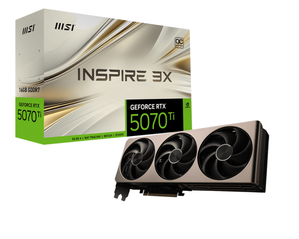 MSI GeForce RTX 5070 Ti 16G INSPIRE 3X OC GDDR7 PCIe 5.0 1xHDMI/3xDP Video Card (G507T-16I3C)