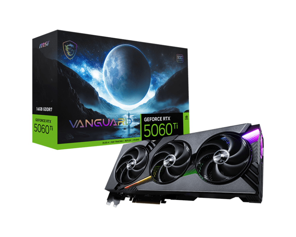 MSI GeForce RTX 5060 Ti 16G VANGUARD SOC GDDR7 PCIe 5.0 1xHDMI/3xDP Video Card (G506T-16VGS)