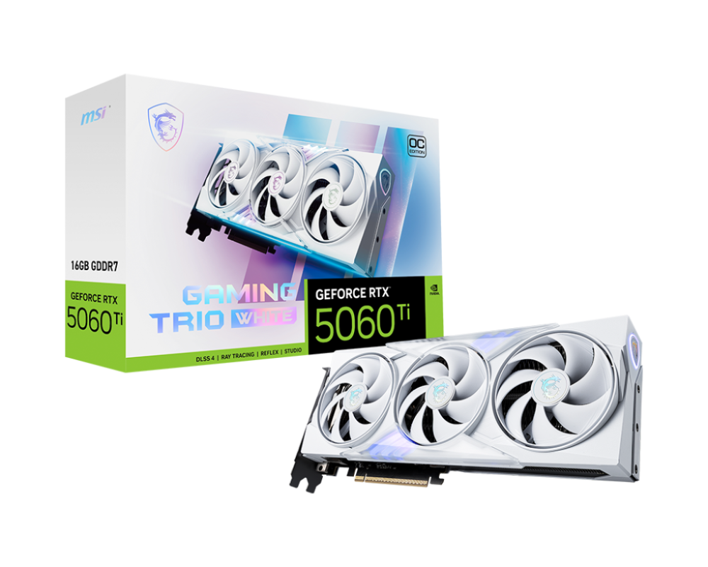 MSI GeForce RTX 5060 Ti 16G GAMING TRIO OC WHITE GDDR7 PCIe 5.0 1xHDMI/3xDP Video Card (G506T-16GTCW)