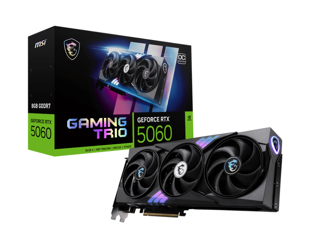 MSI GeForce RTX 5060 8G GAMING TRIO OC GDDR7 PCIe 5.0 1xHDMI/3xDP Video Card (G5060-8GTC)