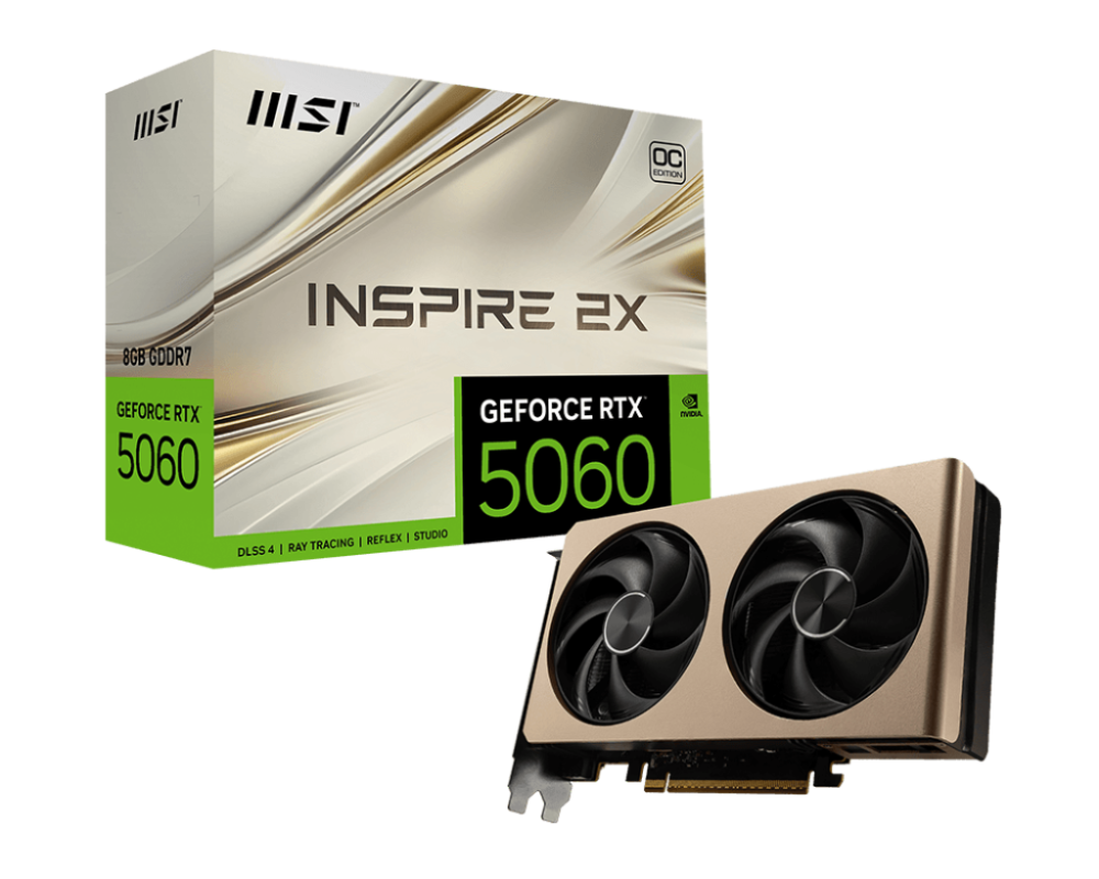 MSI GeForce RTX 5060 8G INSPIRE 2X OC GDDR7 PCIe 5.0 1xHDMI/3xDP Video Card (G5060-8I2C)