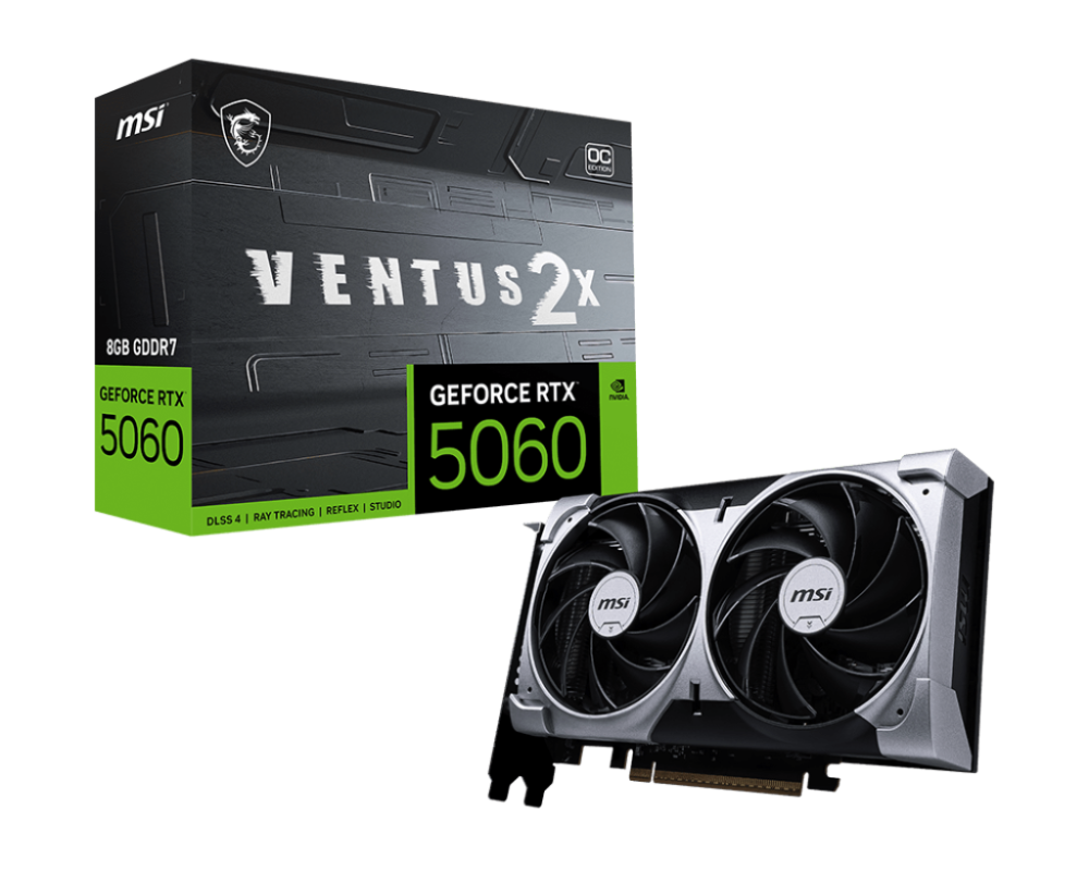MSI GeForce RTX 5060 8G VENTUS 2X OC GDDR7 PCIe 5.0 1xHDMI/3xDP Video Card (G5060-8V2C)