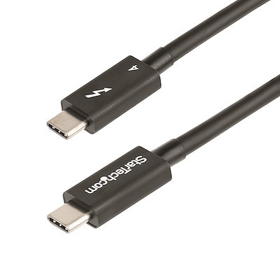 StarTech.com 3.3ft (1m) Thunderbolt 4 Cable - 40Gbps - 100W PD - 4K/8K Video - Intel-Certified Thunderbolt Cable - Compatible w/ USB4/Thunderbolt 3/USB 3.2/USB Type-C/DisplayPort (TBLT4MM1M)