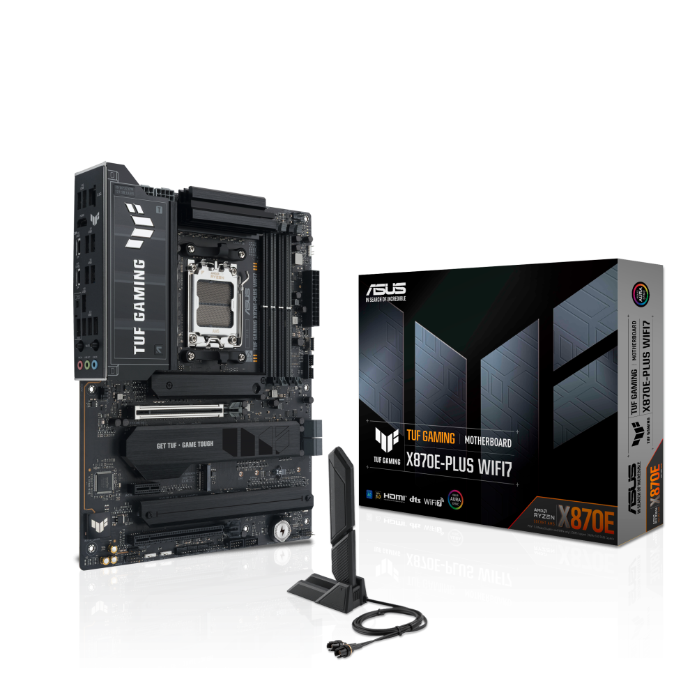 ASUS TUF GAMING X870E-PLUS WIFI7 AM5 ATX AMD X870E 4xDIMM DDR5 4xM.2 USB4 2.5Gb LAN Wi-Fi 7+BT Motherboard
