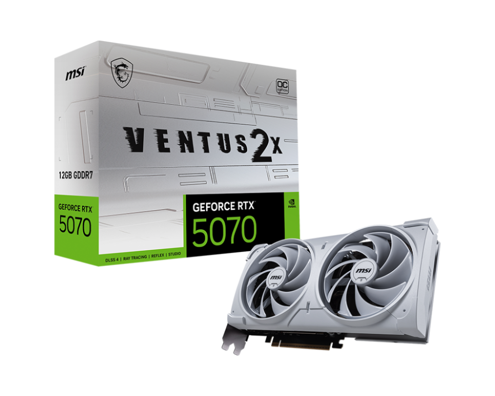 MSI GeForce RTX 5070 12G VENTUS 2X OC WHITE GDDR7 PCIe 5.0 1xHDMI/3xDP Video Card (G5070-12V2CW)