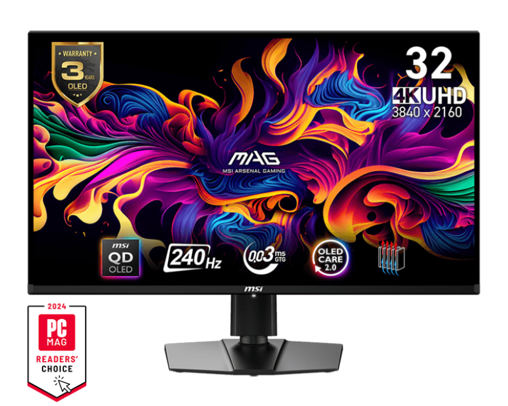 MSI MAG 321UPX QD-OLED 32" UHD 4K 3840x2160 QD-OLED 240Hz HDR Hauteur, HDMI,DP,USB-C Gaming Monitor (MAG321UPXQD-OLED)