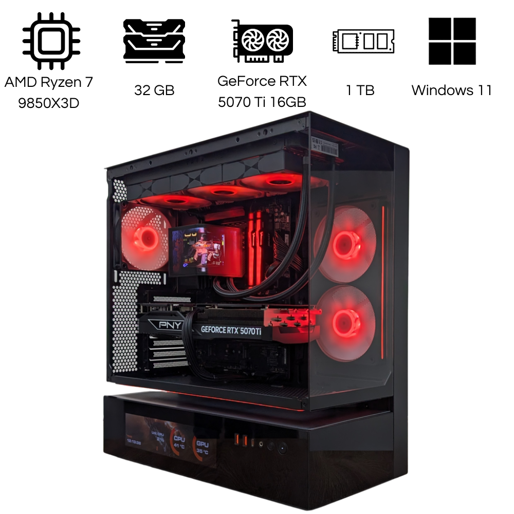 CIPC Custom PC - ATX Mid-Tower - AMD Ryzen 7 9850X3D - NVIDIA GeForce RTX 5070 Ti 16GB - 32GB RAM - 1TB SSD - Wi-Fi 7 - Windows 11 Pro - Warranty 1 Year in Store (CIPSY0103)