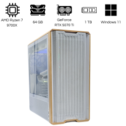 CIPC PC Personnalisé - ATX Mid-Tower - AMD Ryzen 7 9700X - NVIDIA GeForce RTX 5070 Ti 16GB - 64GB RAM - 1TB SSD - Wi-Fi 7 - Windows 11 Pro - Garantie 1 an en magasin  (CIPSY0095)
