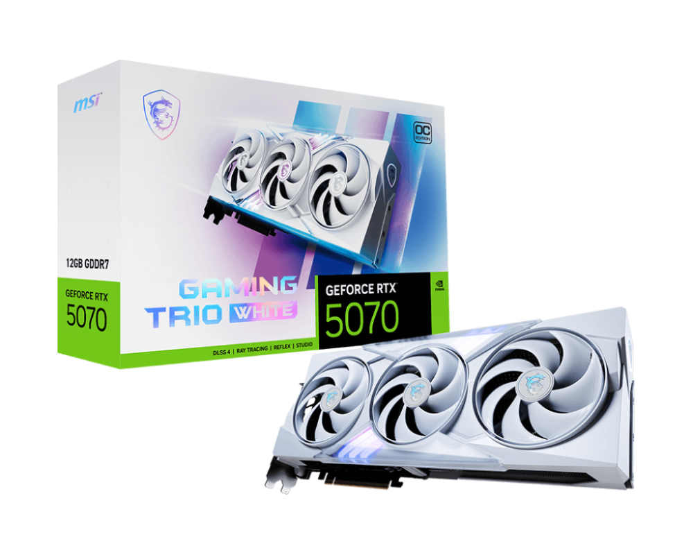 MSI GeForce RTX 5070 12G GAMING TRIO OC WHITE GDDR7 PCIe 5.0 1xHDMI/3xDP Video Card (G5070-12GTCW)