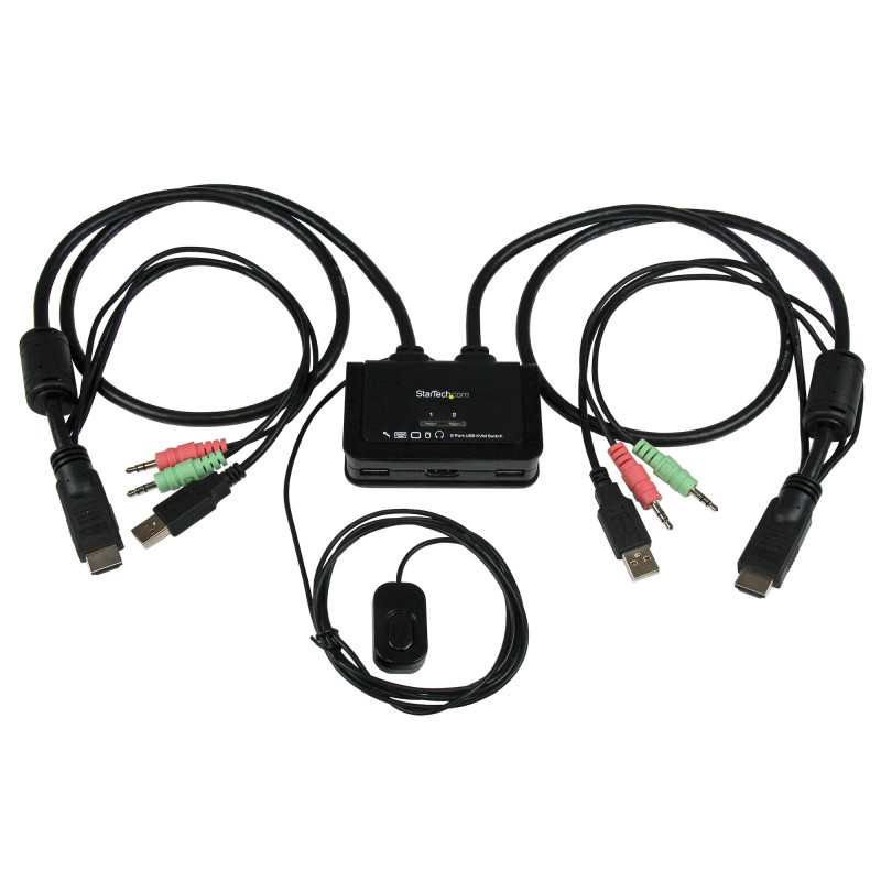 StarTech.com 2 Port USB HDMI Cable KVM Switch with Audio and Remote Switch – USB Powered (SV211HDUA)