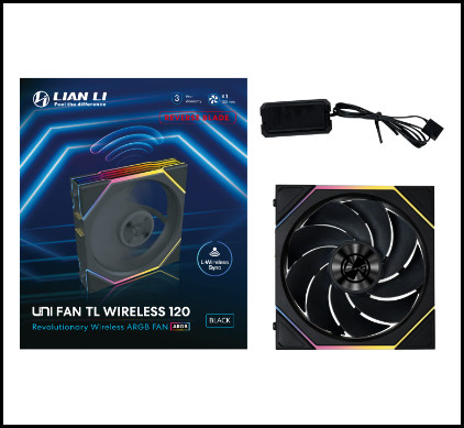 Lian Li UNI FAN TL120 Reverse Blade Wireless Black 120mm ARGB Case Fan (12RTL1W1B)