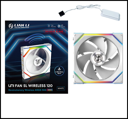 Lian Li UNI FAN SL Wireless 120 Reverse Blade White 120mm ARGB Case Fan (12RSL1W1W)