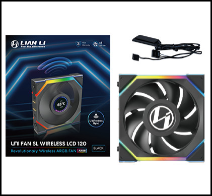 Lian Li UNI FAN SL Wireless LCD 120 Black 120mm ARGB Case Fan (12SLLCD1W1B)