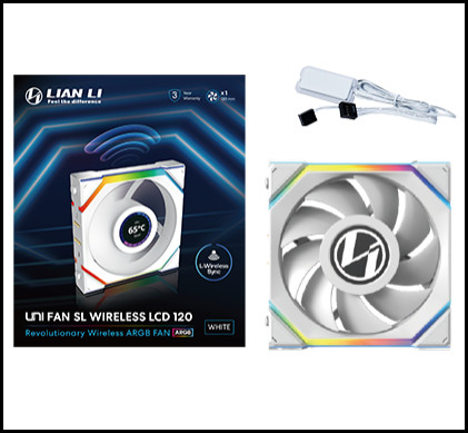 Lian Li UNI FAN SL Wireless LCD 120 White 120mm ARGB Case Fan (12SLLCD1W1W)
