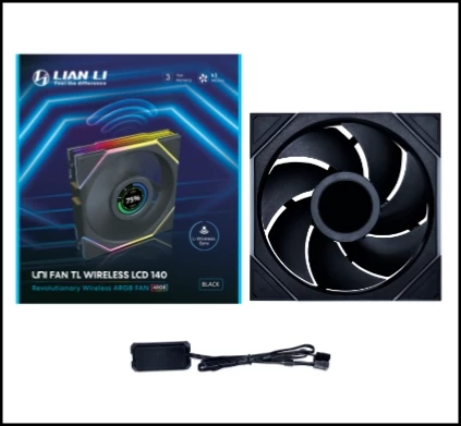 Lian Li UNI FAN TL140 LCD Wireless Black 140mm ARGB Case Fan (14TLLCD1W1B)