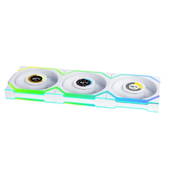 Lian Li UNI FAN SL Wireless LCD 120 White Triple Pack with Controller 120mm ARGB Case Fan (12SLLCD1W3W)