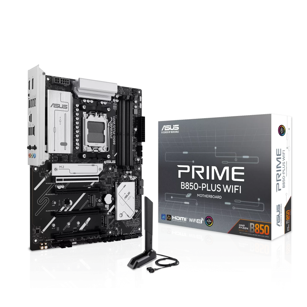 ASUS Prime B850-Plus WiFi AM5 ATX AMD B850 4xDIMM DDR5 3xM.2 USB 10Gbps 2.5Gb LAN Wi-Fi 6E+BT Motherboard