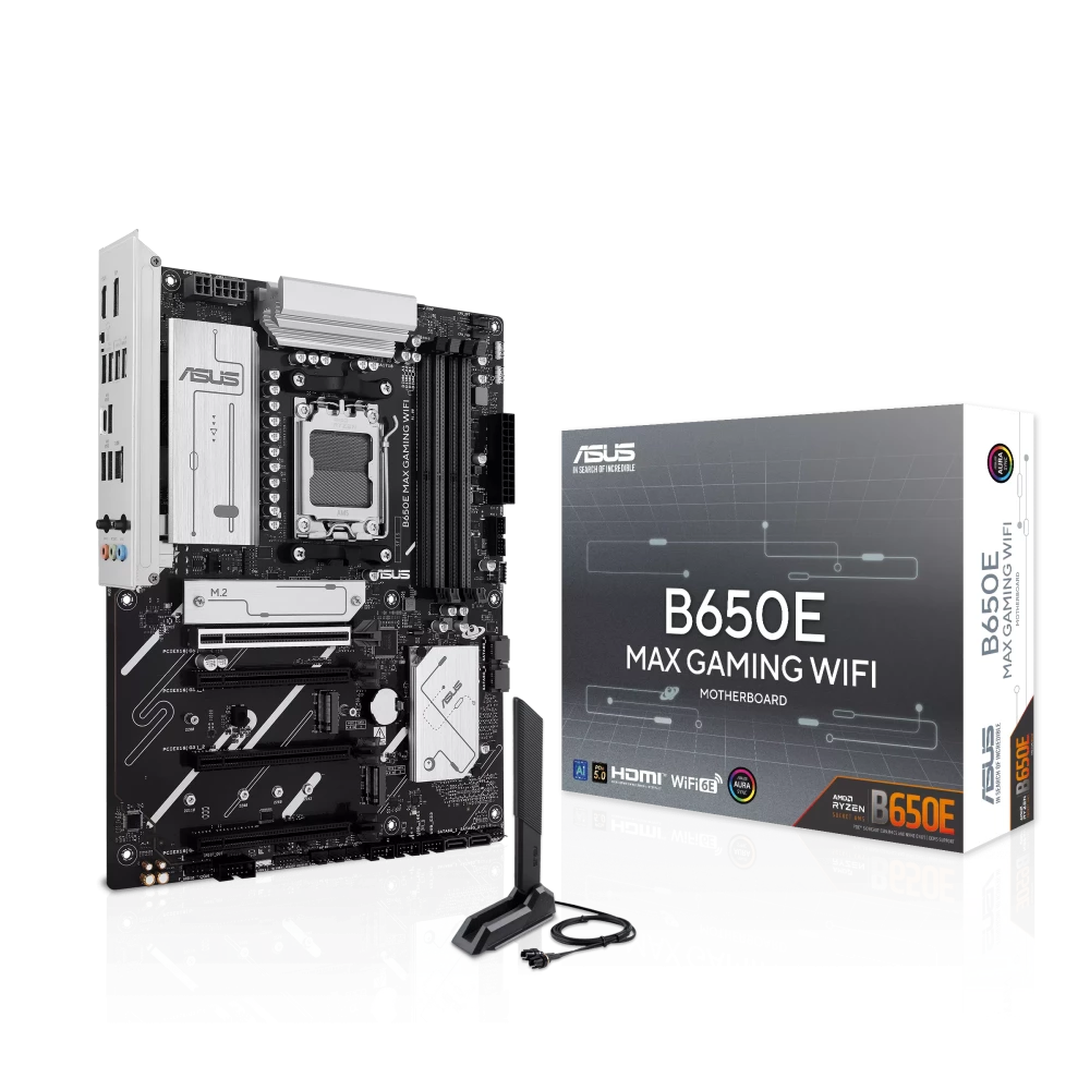 ASUS B650E MAX GAMING WIFI AM5 ATX AMD B650 4xDIMM DDR5 3xM.2 USB 10Gbps 2.5Gb LAN Wi-Fi 6E+BT Motherboard