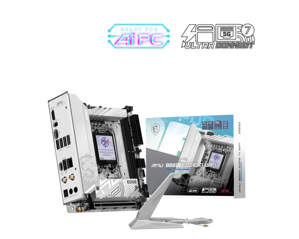 MSI MPG B860I EDGE TI WIFI LGA1851 Mini-ITX Intel B860 2xDIMM DDR5 2xM.2 Thunderbolt4 5Gb LAN Wi-Fi 7+BT Motherboard (B860IEDGETIWIFI)