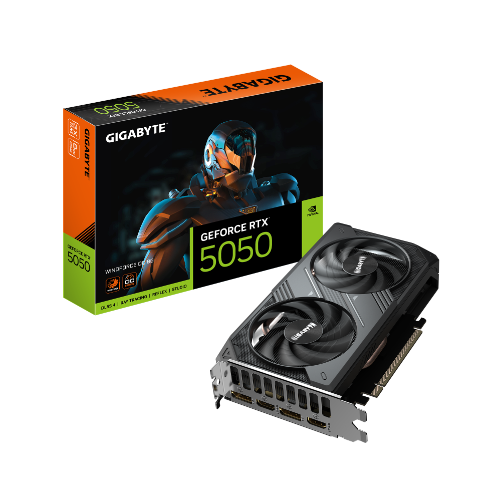 Gigabyte GeForce RTX 5050 WINDFORCE OC 8G GDDR6 PCIe 5.0 2xHDMI/2xDP Video Card (GV-N5050WF2OC-8GD)