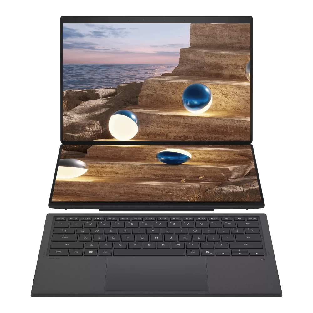 ASUS Zenbook DUO UX8407AA-DS71T-CA Moher Gray14" WQXGA+ 2880x1800 OLED TouchScreen Intel Core Ultra 7 355 32GB RAM 1TB SSD Intel Graphics Win11 Home 1YW/1ADP English Keyboard Notebook