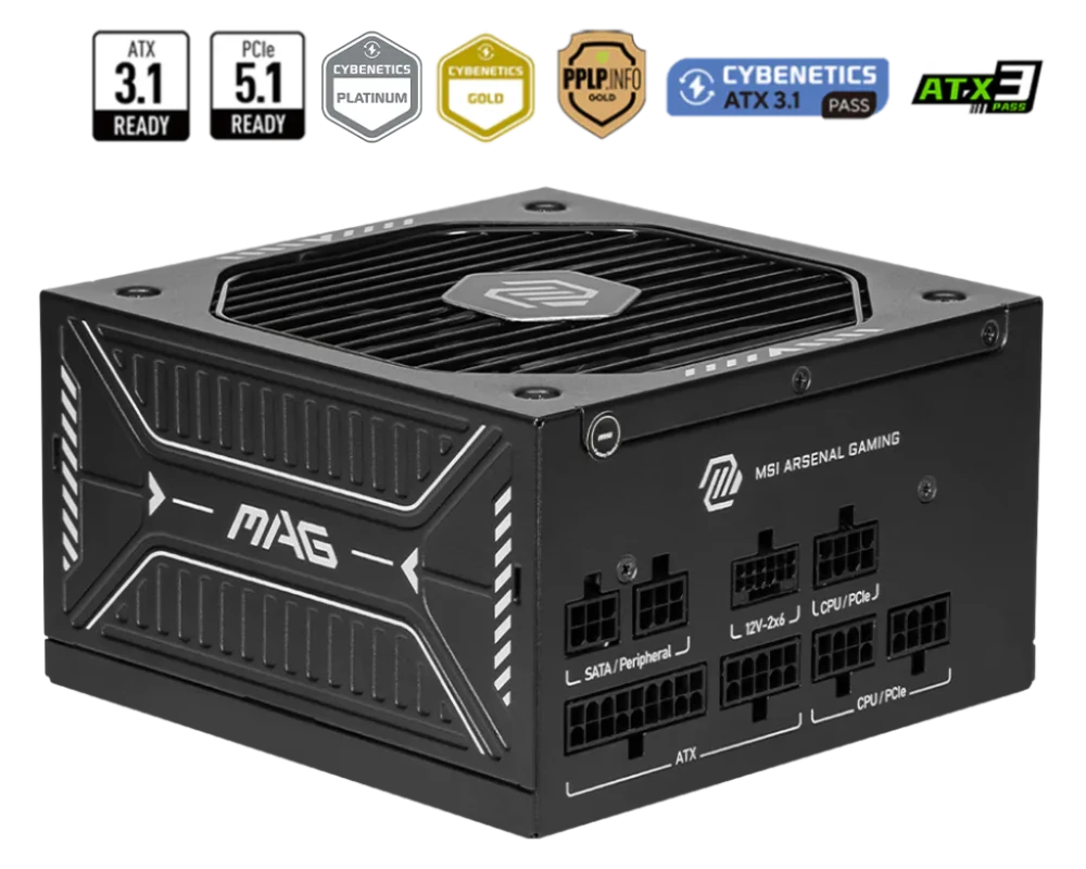 MSI MAG A650GLS PCIE5 650W 80 PLUS Gold ATX 3.1 PCIe 5.1 Fully Modular Power Supply (MAGA650GLSPCIE5)