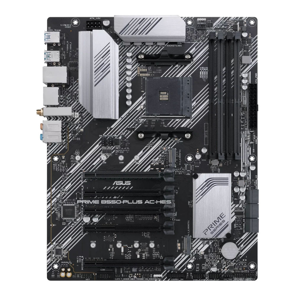 ASUS Prime B550-PLUS AC-HES Socket AM4 ATX AMD B550 4xDIMM DDR4 2xM.2 USB 3.2 1Gb LAN Wi-Fi 5+BT Motherboard