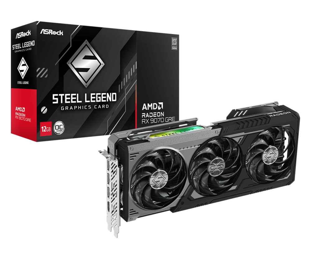 AMD Radeon RX 9070 GRE Steel Legend Dark 12GB OC GDDR6 PCIe 5.0 1xHDMI/3xDP Video Card (RX9070GRE SLD 12GO)	