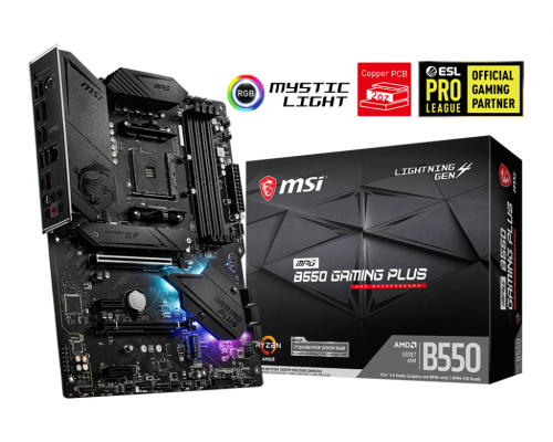 MSI MPG B550 GAMING PLUS Socket AM4 ATX AMD B550 4xDIMM DDR4 2xM.2 USB 3.2 Audio Boost Mystic Light RGB Motherboard (B550GPLUS)