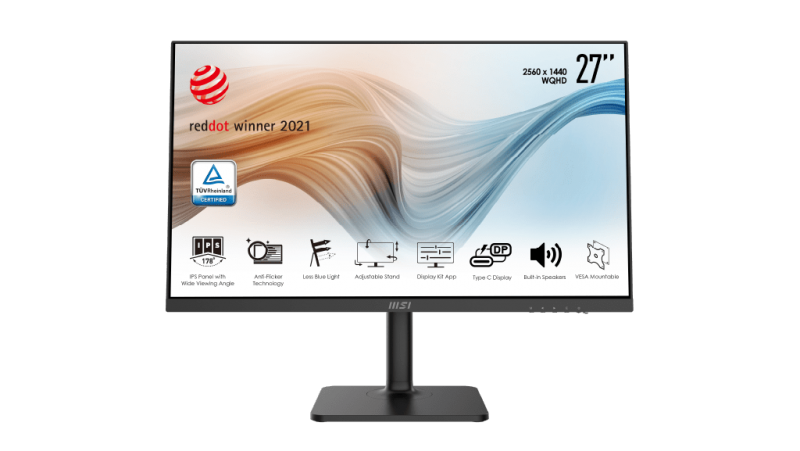 MSI Modern MD271QP 27" WQHD IPS 75Hz Height Adjustment, Pivot, HDMI,DP,USB-C Business Monitor (MODERNMD271QP)